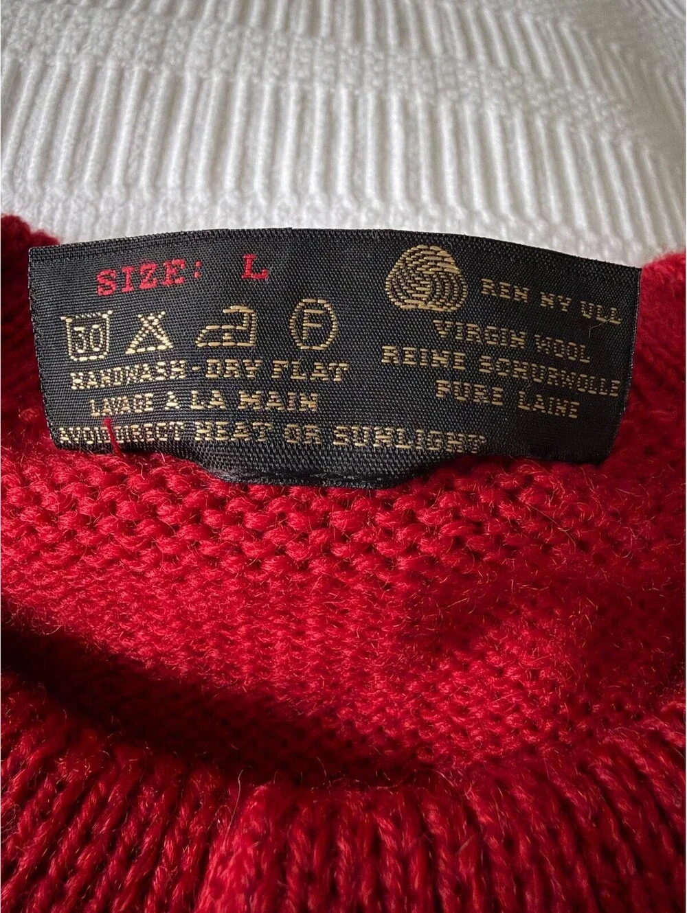 NORDSTRIKK Norway Wool Fair Isle Cardigan Sweater Large Ski Snowflake Red Green